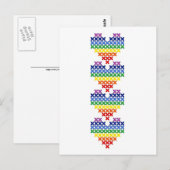 Cross stitched rainbow hearts briefkaart (Voorkant / Achterkant)