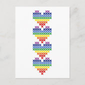 Cross stitched rainbow hearts briefkaart (Voorkant)