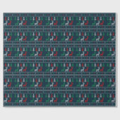 Cross-Stitched Theme Christmas Wrapping Paper Cadeaupapier (Vlak)