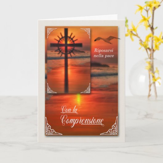 Cross Sunset Con la Comprensione Italian Sympathy Kaart (Gele Bloem)