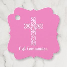 Cross | Taffy roze communiqué baptisme Christening Bedankjes Labels