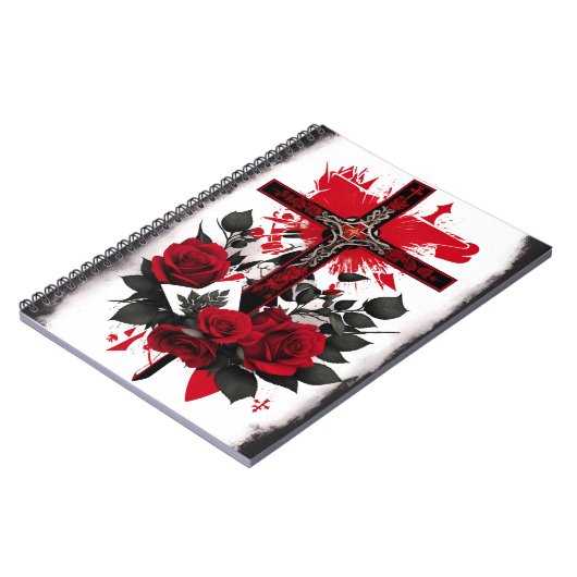 cross tattoo flower 7 notitieboek (Linkerzijde)