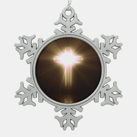 Cross Tin Sneeuwvlok Ornament (Voorkant)