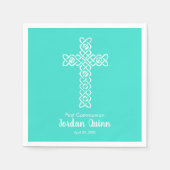Cross | Turquoise Communion Baptism Christening Servet (Voorkant)