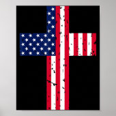 Cross Usa Flag Christian Religious Us America Fait Poster (Voorkant)