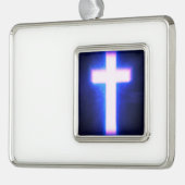 Cross Verzilverd Omlijst Ornament (Links)