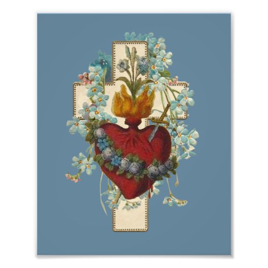 Cross Virgin Mary Immaculate Heart Religieuze Foto Afdruk (Voorkant)