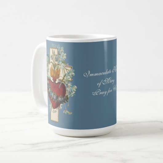 Cross Virgin Mary Immaculate Heart Religieuze Koffiemok (Voorkant links)