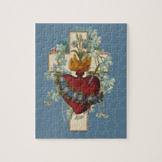 Cross Virgin Mary Immaculate Heart Religieuze Legpuzzel (Verticaal)