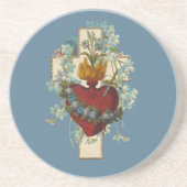 Cross Virgin Mary Immaculate Heart Religieuze Zandsteen Onderzetter (Voorkant)