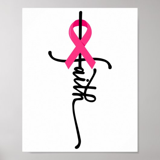 Cross Warrior Survivor Pink Ribbon borstkanker 2 Poster (Voorkant)