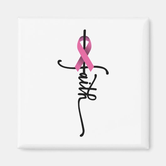Cross Warrior Survivor Pink Ribbon borstkanker Magneet (Voorkant)