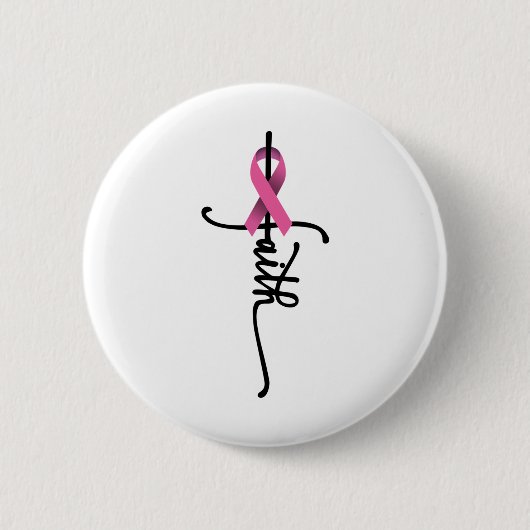 Cross Warrior Survivor Pink Ribbon borstkanker Ronde Button 5,7 Cm (Voorkant)