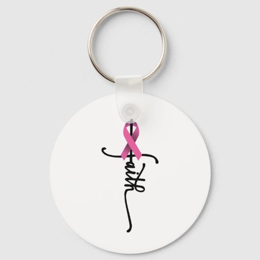 Cross Warrior Survivor Pink Ribbon borstkanker Sleutelhanger (Voorkant)