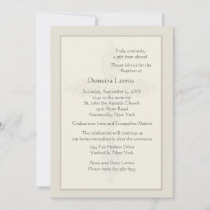 Cross Watermark Ecru religieuze uitnodiging