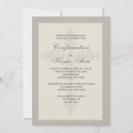 Cross Watermark Religieuze uitnodiging (Voorkant)