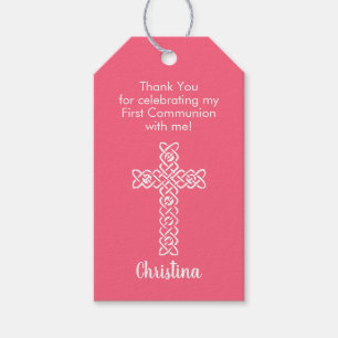 Cross Watermelon Pink Communion Baptisme Christen Cadeaulabel