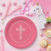 Cross Watermelon Pink Communion Baptisme Christen Papieren Bordje (Feest)