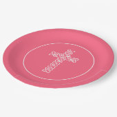 Cross Watermelon Pink Communion Baptisme Christen Papieren Bordje (Gekanteld)