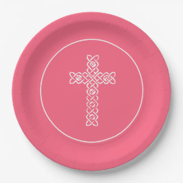 Cross Watermelon Pink Communion Baptisme Christen Papieren Bordje