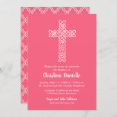 Cross Watermelon Roze Eerste Communie nodigt uit (Voorkant / Achterkant)