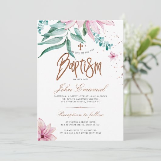 Cross waterverf elegante bloemendoop kaart (Staand voorkant)