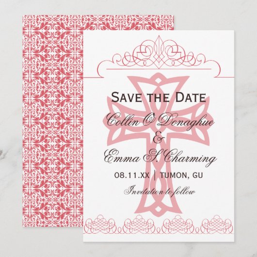 Cross Weddenschap Opslaan datumkaarten Save The Date (Voorkant / Achterkant)