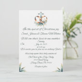 Cross, Wedding Bands en Leaves Wedding Invitation Kaart (Staand voorkant)