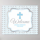 Cross Welcome Sign-Blue & Silver Poster (Voorkant)