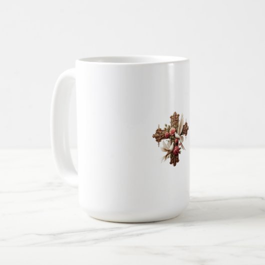 Cross with Doves - Christian Faith Inspiron D Koffiemok (Voorkant links)