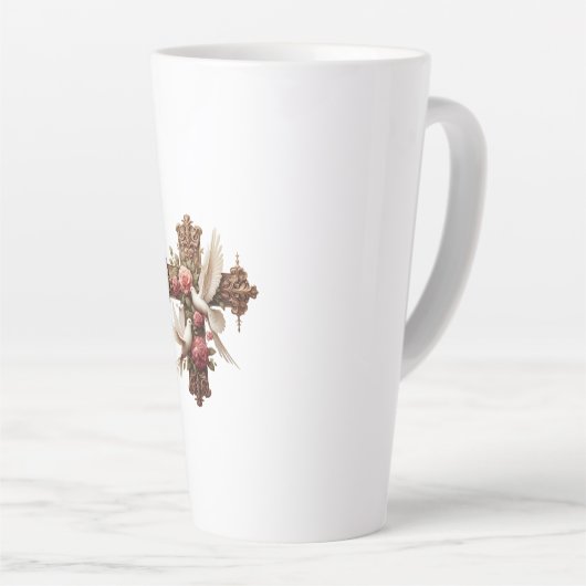 Cross with Doves - Christian Faith Inspiron D Latte Mok (Rechterhoek)