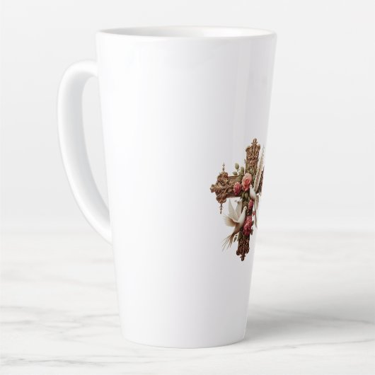 Cross with Doves - Christian Faith Inspiron D Latte Mok (Linkerhoek)