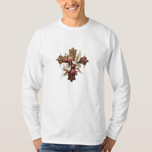 Cross with Doves - Christian Faith Inspiron D T-shirt (Voorkant)