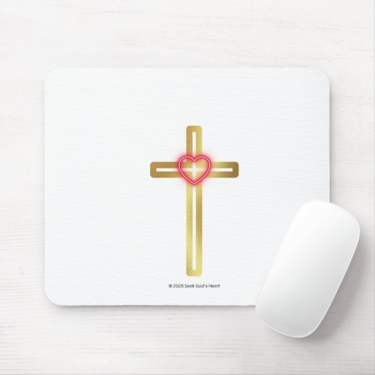 Cross with Heart in the Middle Muismat (Met muis)