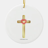 Cross with Heart in the Middle - round, Keramisch Ornament (Voorkant)