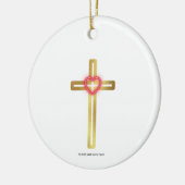 Cross with Heart in the Middle - round,  Keramisch Ornament (Links)