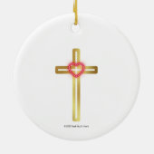 Cross with Heart in the Middle - round,  Keramisch Ornament (Achterkant)