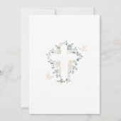 Cross Witte Bloemen Meisje Eerste Heilige Communie Kaart (Achterkant)