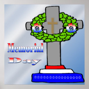 Cross & Wreated - Memorial Day Poster