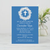 Cross Wreater Baby Boy Baptism Inname Kaart (Staand voorkant)