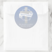 Cross Wreath | Berries Baby Boy Baptisme Ronde Sticker (Tas)