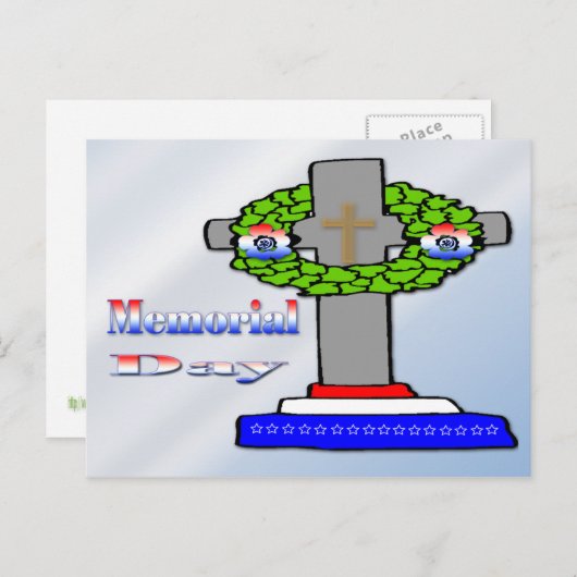 Cross & Wreath - Memorial Day Briefkaart (Voorkant / Achterkant)