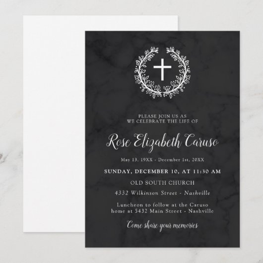 Cross & Wreath - Viering van het leven Kaart (Voorkant / Achterkant)