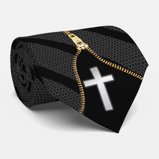 Cross Zipper Stropdas (Opgerold)