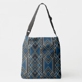Crossbody Bag - Art Deco Blue & Gold Mirrored Crossbody Tas (Achterkant)