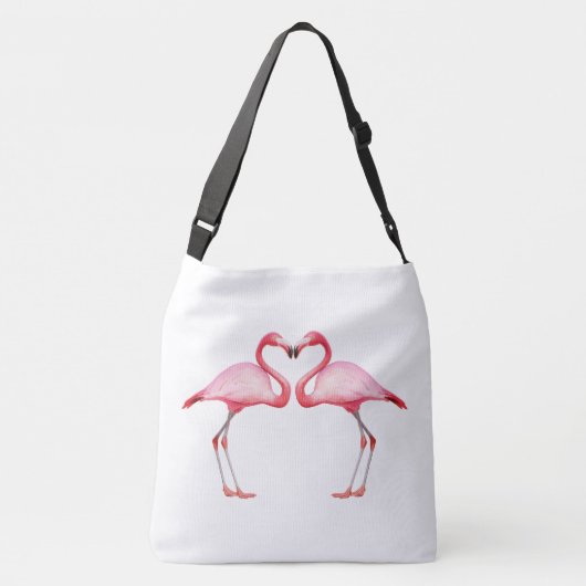 Crossbody Bag - Roze flamingos moet verliefd zijn Crossbody Tas (Achterkant)