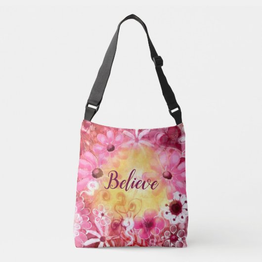 Crossbody portemonnee - Whimsical Floral 'Believe' Crossbody Tas (Voorkant)