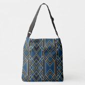 Crossbody Tas - Art Deco Blauw & Goud Gespiegeld (Achterkant)