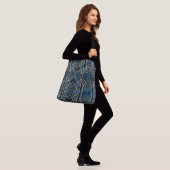 Crossbody Tas - Art Deco Blauw & Goud Gespiegeld (Op model)