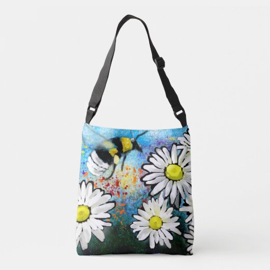 Crossbody Tas Purse - Whimsical Bee & Daisies Art (Achterkant)